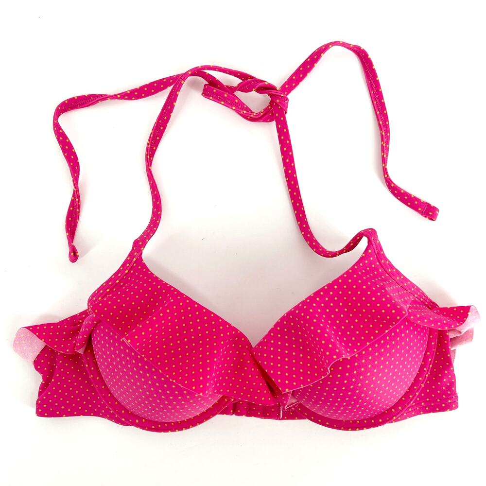 Aerie pink polka dot bikini top 34B